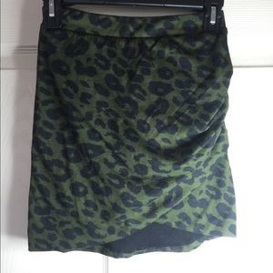 Zara Green leopard print mini skirt.